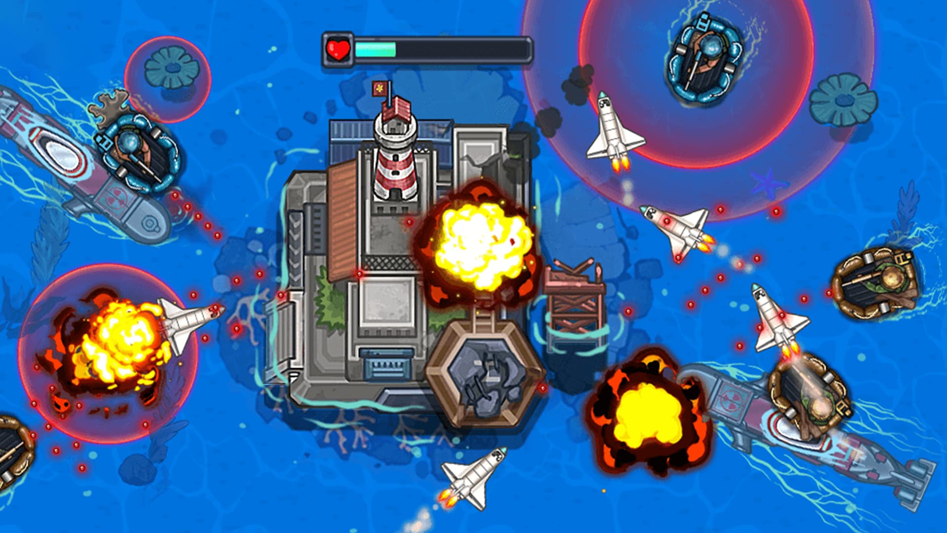 Colorful naval ships in the ocean in Naval Odyssey
